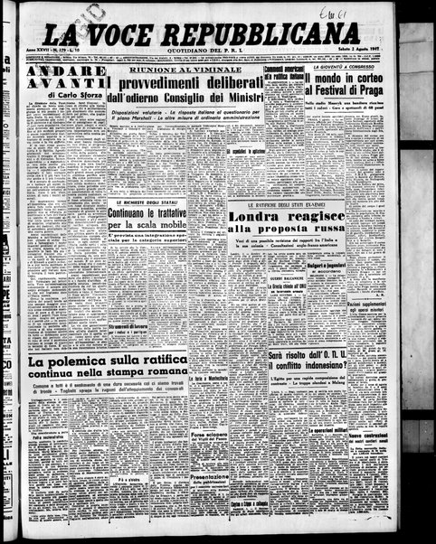 La voce repubblicana : quotidiano del Partito repubblicano italiano