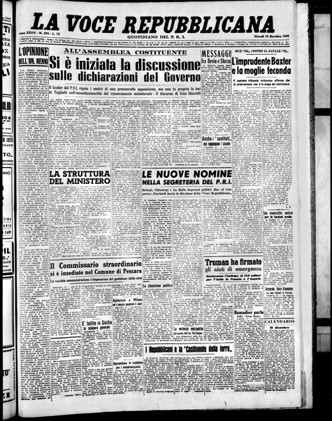 La voce repubblicana : quotidiano del Partito repubblicano italiano