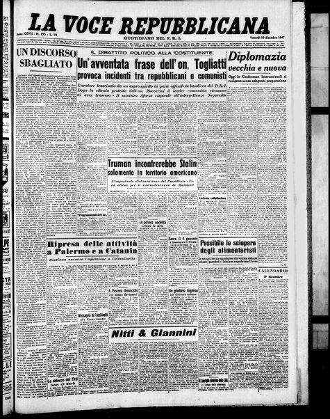 La voce repubblicana : quotidiano del Partito repubblicano italiano