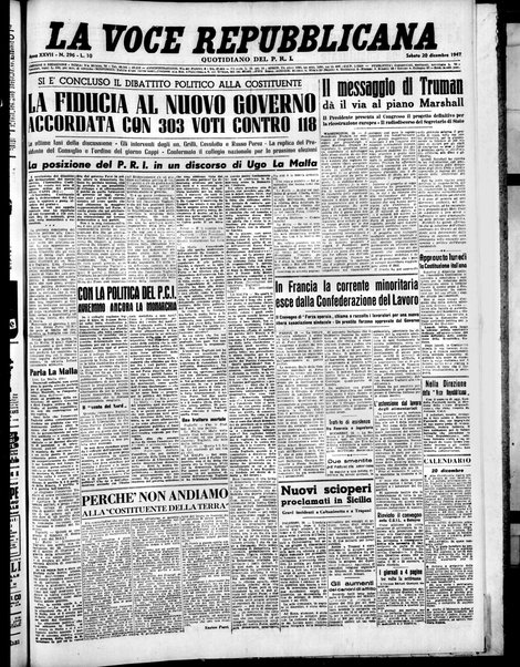 La voce repubblicana : quotidiano del Partito repubblicano italiano