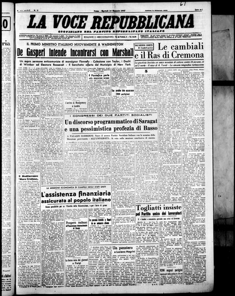 La voce repubblicana : quotidiano del Partito repubblicano italiano