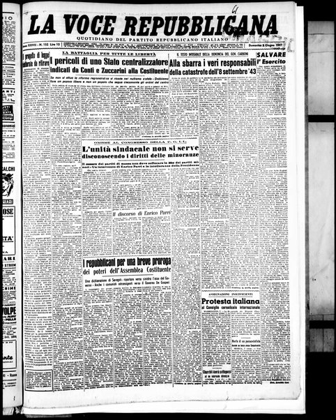 La voce repubblicana : quotidiano del Partito repubblicano italiano