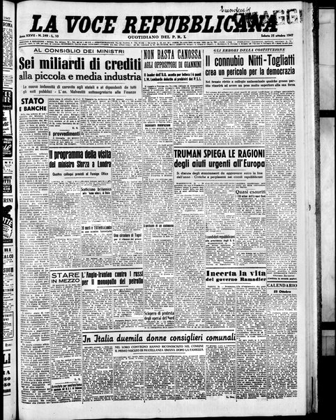 La voce repubblicana : quotidiano del Partito repubblicano italiano