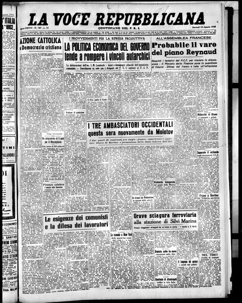 La voce repubblicana : quotidiano del Partito repubblicano italiano