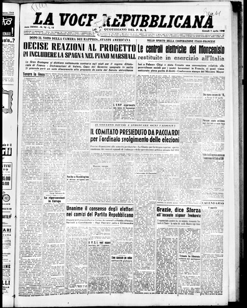 La voce repubblicana : quotidiano del Partito repubblicano italiano