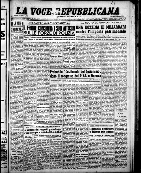 La voce repubblicana : quotidiano del Partito repubblicano italiano