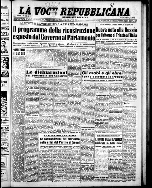 La voce repubblicana : quotidiano del Partito repubblicano italiano