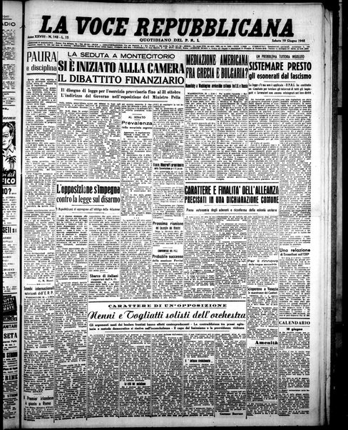 La voce repubblicana : quotidiano del Partito repubblicano italiano