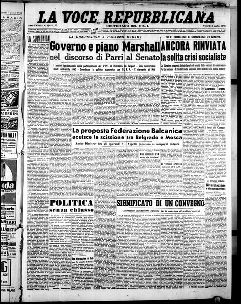 La voce repubblicana : quotidiano del Partito repubblicano italiano