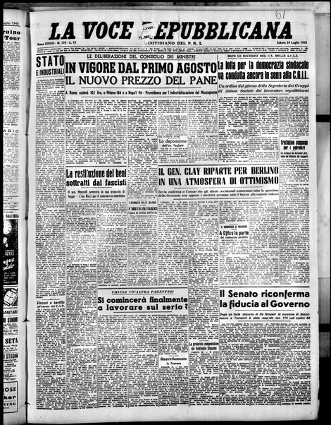 La voce repubblicana : quotidiano del Partito repubblicano italiano