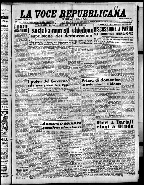 La voce repubblicana : quotidiano del Partito repubblicano italiano