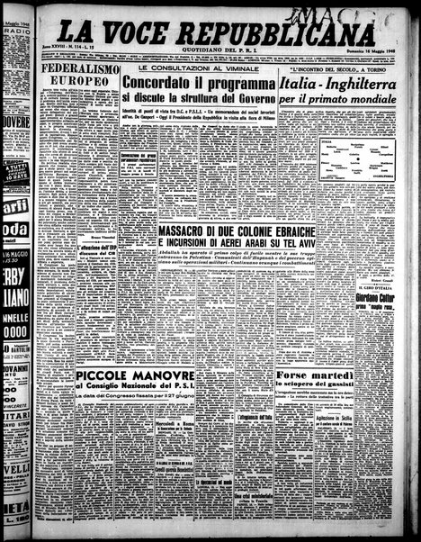 La voce repubblicana : quotidiano del Partito repubblicano italiano