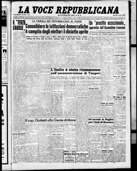 La voce repubblicana : quotidiano del Partito repubblicano italiano