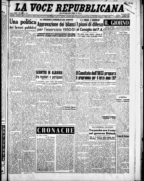 La voce repubblicana : quotidiano del Partito repubblicano italiano