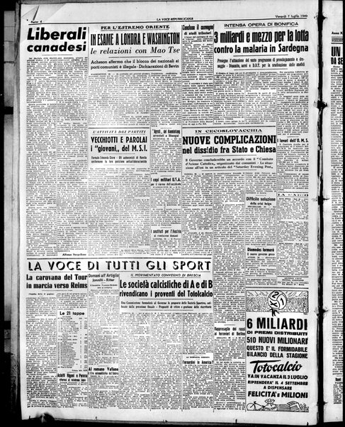 La voce repubblicana : quotidiano del Partito repubblicano italiano