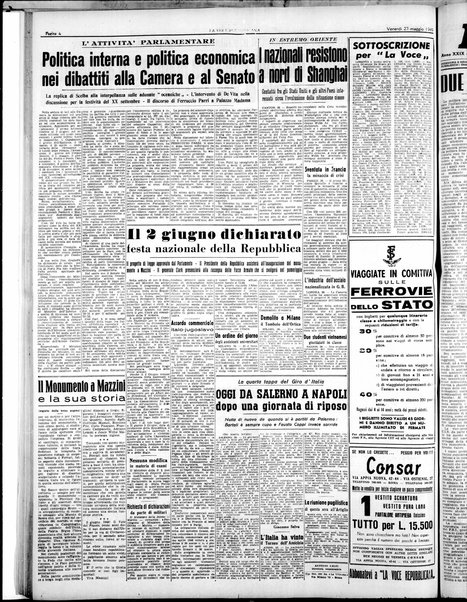 La voce repubblicana : quotidiano del Partito repubblicano italiano