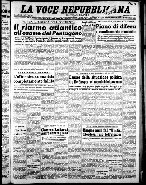 La voce repubblicana : quotidiano del Partito repubblicano italiano