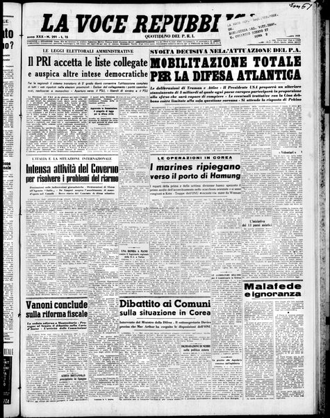 La voce repubblicana : quotidiano del Partito repubblicano italiano