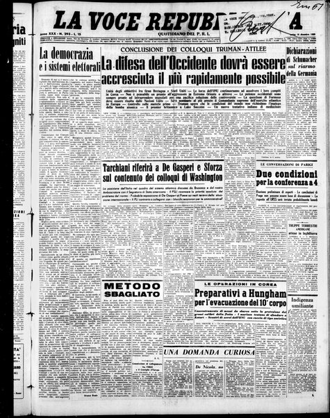 La voce repubblicana : quotidiano del Partito repubblicano italiano