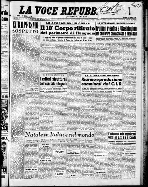 La voce repubblicana : quotidiano del Partito repubblicano italiano