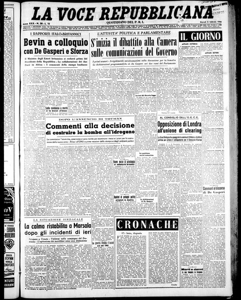 La voce repubblicana : quotidiano del Partito repubblicano italiano