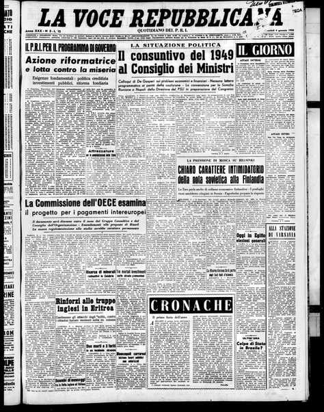 La voce repubblicana : quotidiano del Partito repubblicano italiano