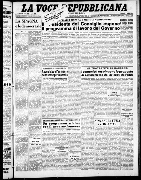 La voce repubblicana : quotidiano del Partito repubblicano italiano