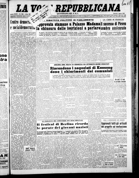 La voce repubblicana : quotidiano del Partito repubblicano italiano