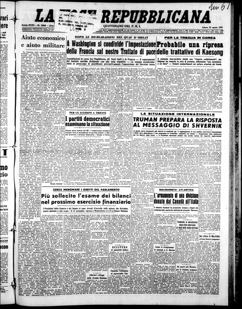 La voce repubblicana : quotidiano del Partito repubblicano italiano