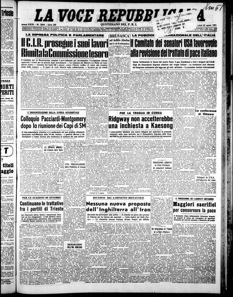 La voce repubblicana : quotidiano del Partito repubblicano italiano