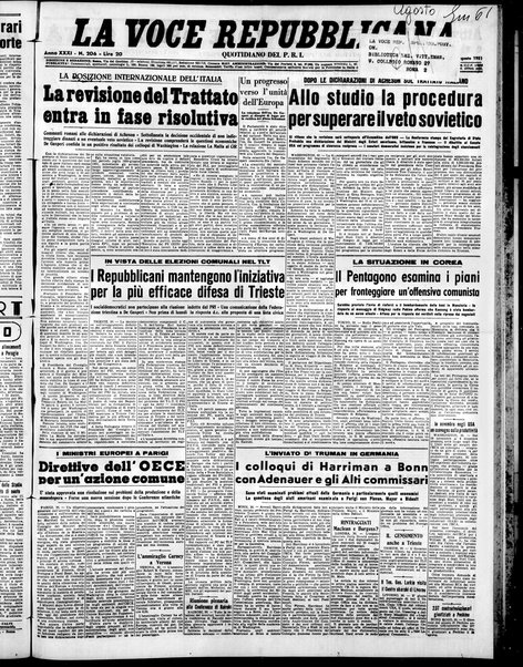 La voce repubblicana : quotidiano del Partito repubblicano italiano