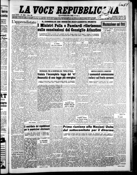 La voce repubblicana : quotidiano del Partito repubblicano italiano