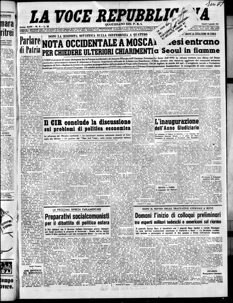 La voce repubblicana : quotidiano del Partito repubblicano italiano