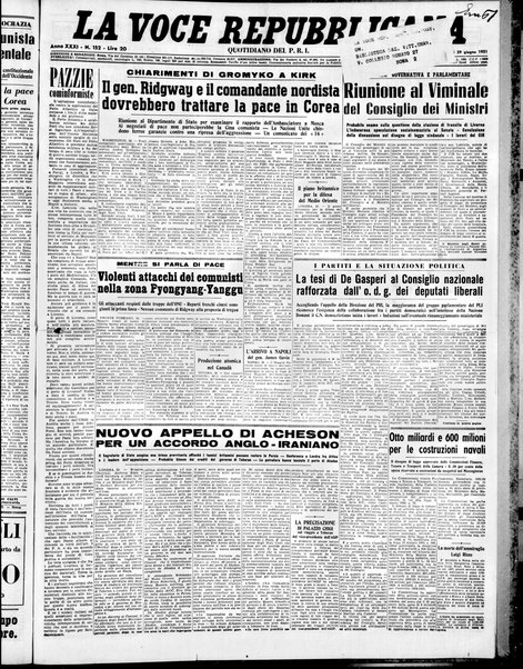 La voce repubblicana : quotidiano del Partito repubblicano italiano