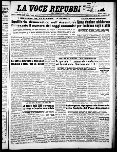 La voce repubblicana : quotidiano del Partito repubblicano italiano