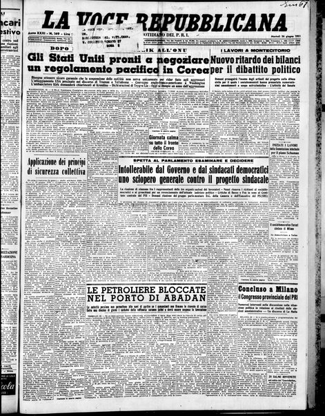 La voce repubblicana : quotidiano del Partito repubblicano italiano