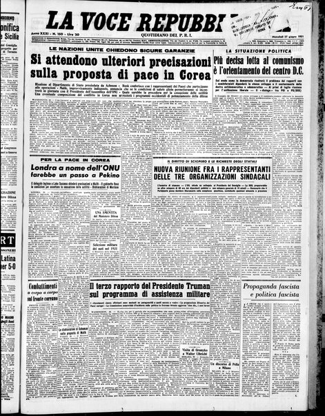 La voce repubblicana : quotidiano del Partito repubblicano italiano