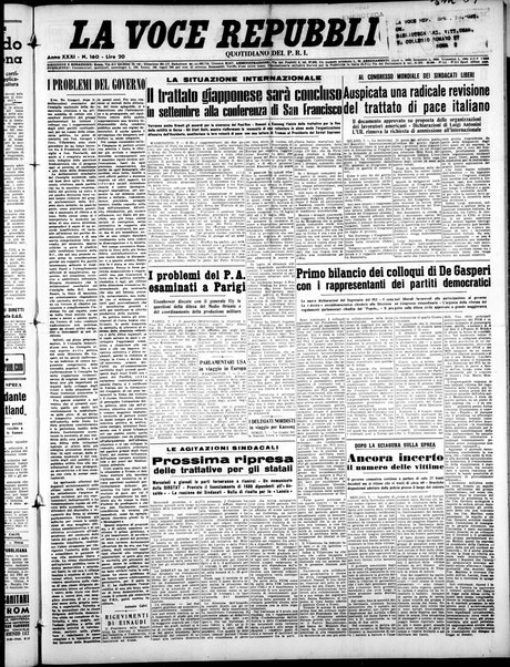 La voce repubblicana : quotidiano del Partito repubblicano italiano