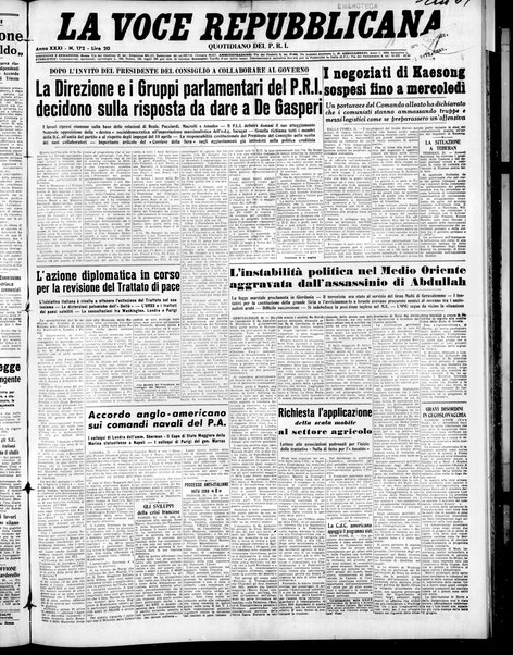 La voce repubblicana : quotidiano del Partito repubblicano italiano