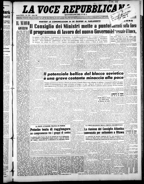 La voce repubblicana : quotidiano del Partito repubblicano italiano