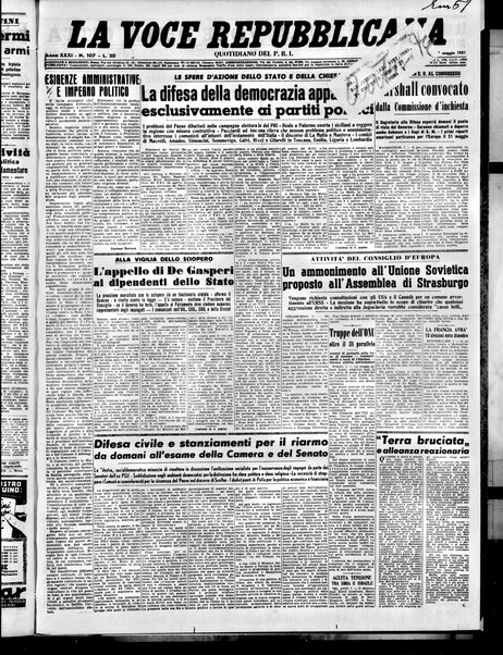 La voce repubblicana : quotidiano del Partito repubblicano italiano