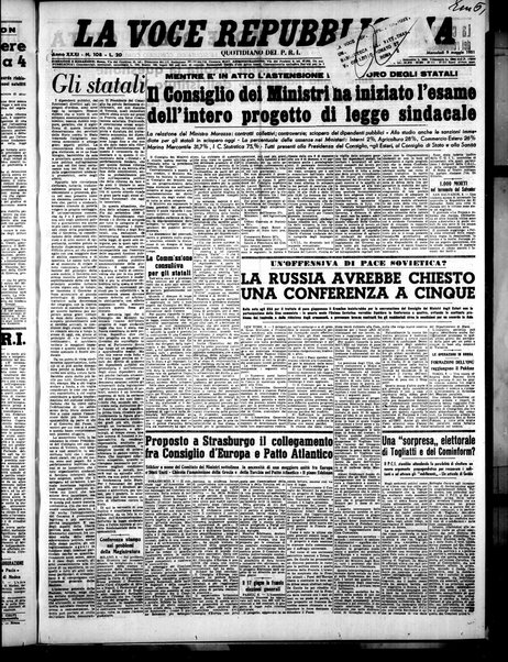 La voce repubblicana : quotidiano del Partito repubblicano italiano