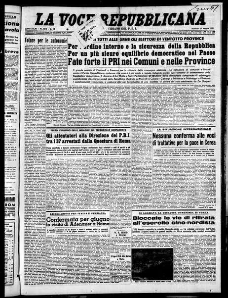 La voce repubblicana : quotidiano del Partito repubblicano italiano