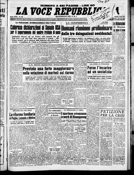 La voce repubblicana : quotidiano del Partito repubblicano italiano