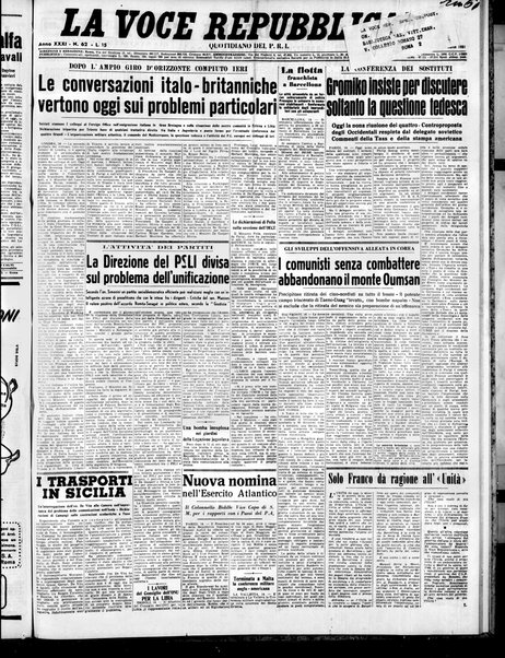 La voce repubblicana : quotidiano del Partito repubblicano italiano