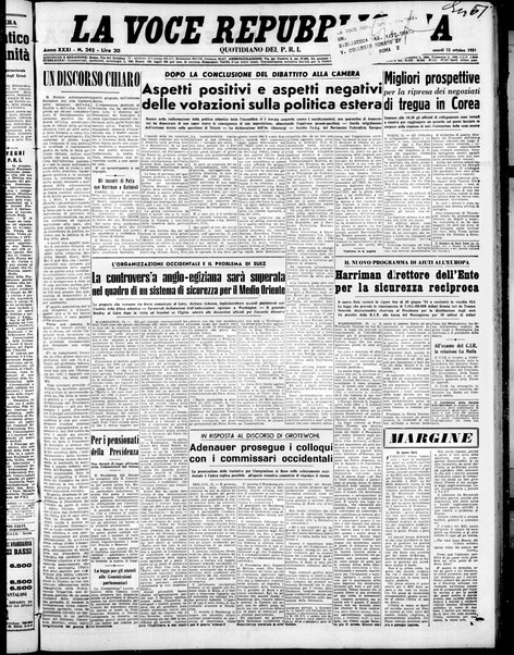 La voce repubblicana : quotidiano del Partito repubblicano italiano