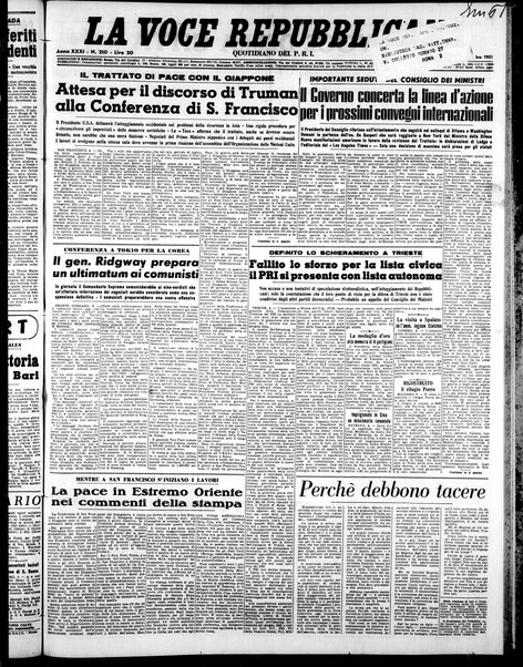 La voce repubblicana : quotidiano del Partito repubblicano italiano