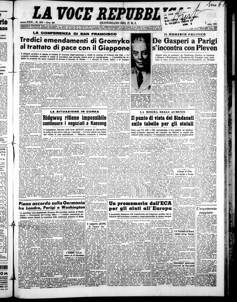 La voce repubblicana : quotidiano del Partito repubblicano italiano