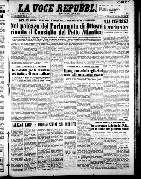 La voce repubblicana : quotidiano del Partito repubblicano italiano