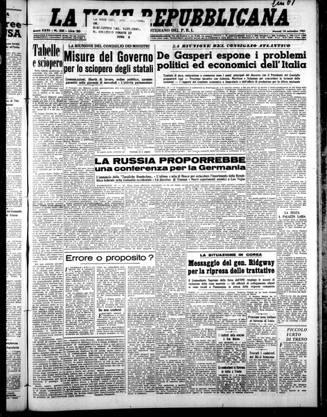 La voce repubblicana : quotidiano del Partito repubblicano italiano